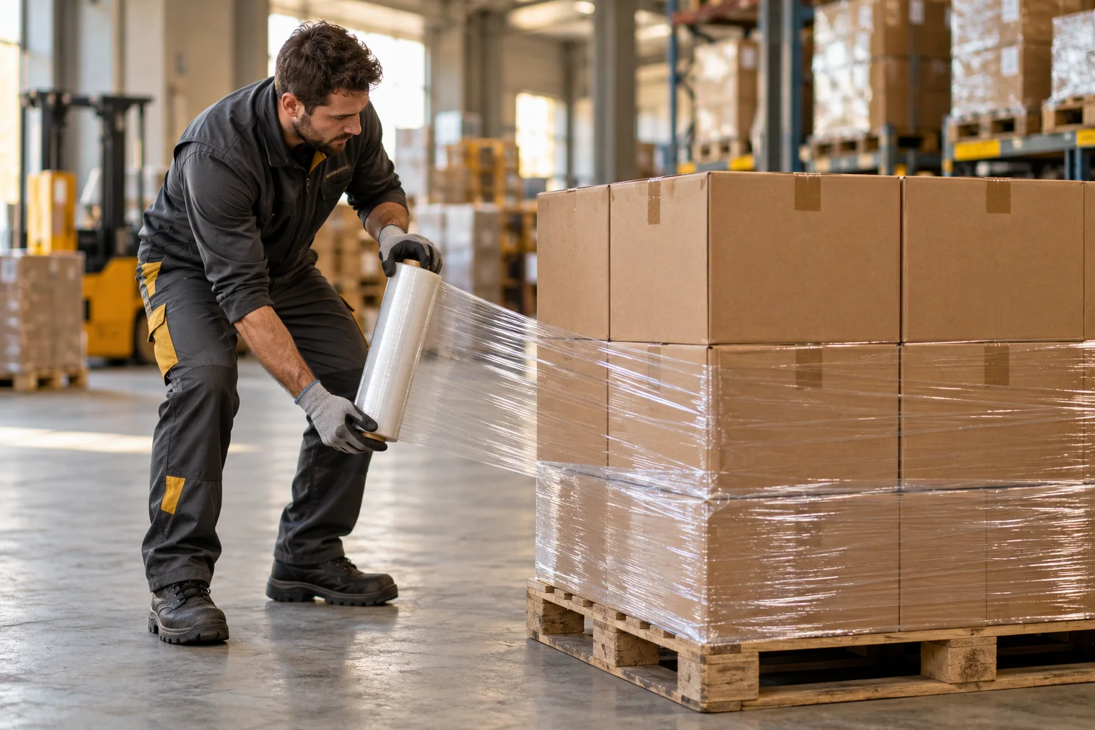 Wrap pallets manually